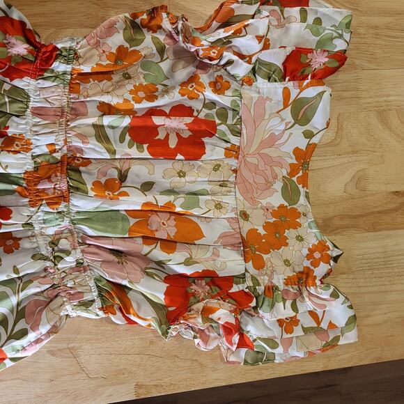 Entro Floral Mini Dress - Orange and Green - Picture 11 of 12